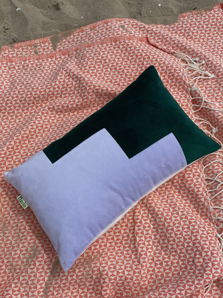 STAIRCASE THROW PILLOW - EMERALD + LILAC  // COUSSIN ESCALIER - EMERAUDE + LILAS